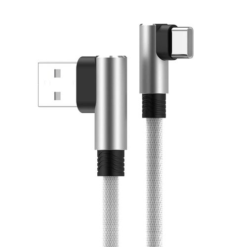 Cble De Chargeur Usb De Type C Rsistant  90 Degrs,Charge Rapide,Transfert De Donnes,Pour Samsung S20 S21 S22 Ultra Xiaomi Mi Redmi K40 Google Huawei - Type Argent-2m
