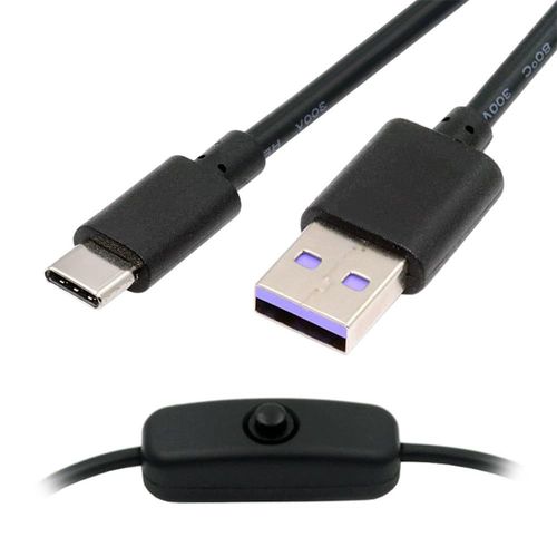 Cble de commutation d'alimentation USB 2.0 de type C vers type A avec bouton marche/arrt USB-C pour lampe de bureau CC 5 V ventilateur camra 1 m