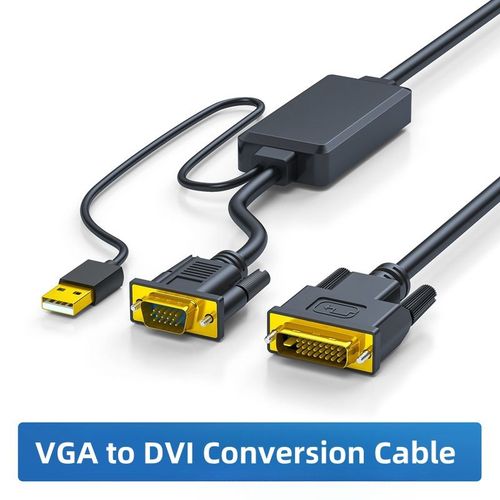 Cble de conversion VGA vers DVI 1080P,convertisseur de qualit d'image,adaptateur DVI vers VGA,pour moniteur d'ordinateur - Type VGA to DVI-1m
