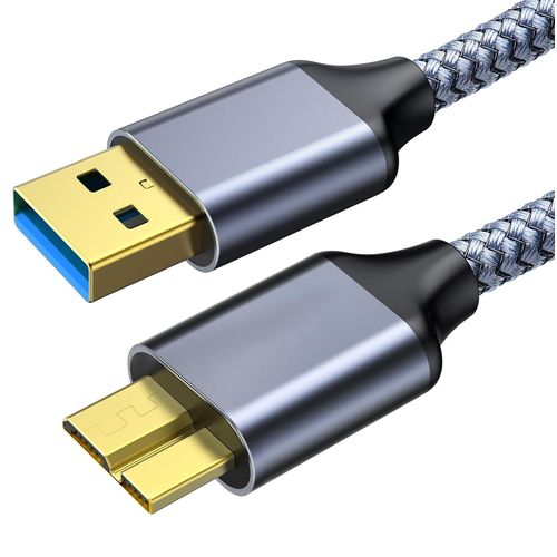 Cble de disque dur externe USB 3.0, micro B vers USB A avec vitesse de transfert de donnes rapide de 5 Gbit/s, cble de donnes rapide en nylon tress pour Galaxy S5, Note3, botier de disque