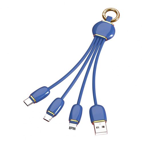 Cble De Donnes 3 En 1 Pour Tlphone, Charge Rapide, Micro Usb, Type C, 8 Broches, Fil De Chargeur, Porte-Cls, Tout En Un