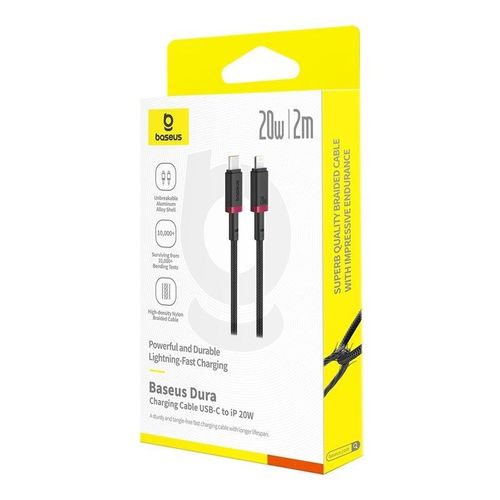 Cble de donnes USB-C vers Lightning, 20 W, 2 m - Baseus Dura (P10377800U01-03)