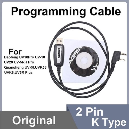 Cble de programmation USB Quansheng UVK5 UVK6 5RPlus Baofeng 18Pro 13Plus 17Plus V2 cble de programmation logiciel CD accessoires Radio - Type 1PC