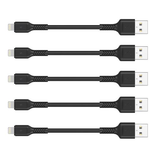 Cble de Recharge iPhone Court de 0,1 m, 5Pack Cble USB A vers Lightning de 10 cm Cble de Recharge Rapide pour iPhone compatible avec Apple iPhone 13 12 11 Pro Max Xs Xr X 8 7 6 Plus SE.[T519]