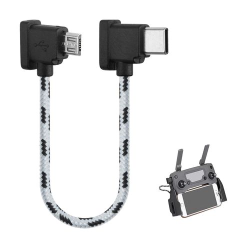 Cble De Tlcommande Type-C Vers Micro Usb Pour Dji 15 Cm Compatible Avec Dji Mavic Mini Mavic Pro Mavic Air Spark Ones Connecteur Usb C 90 Degrs Cble De Charge Noir[Shu06972]
