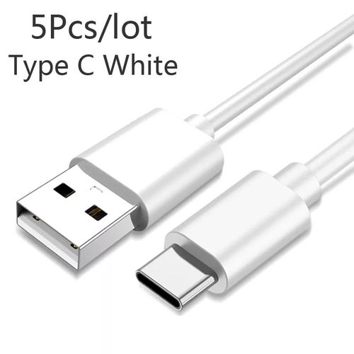 Cble De Tlphone Usb De Type C Pour Samsung Galaxy Tab A7 Lite S7 Fe F22 F32 F12 M42 M32 M12 A22 5g,5 Pices/Lot,Chargeur Rapide - Type White-1m