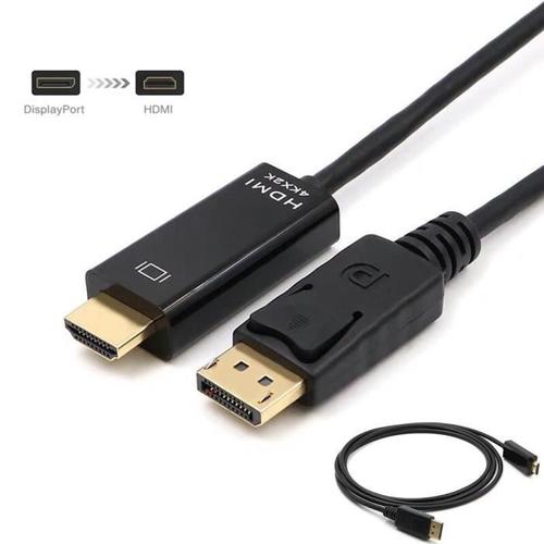Cble Display Port vers HDMI 4K, Zamus Adaptateur DisplayPort (DP) mle vers HDMI mle 4K 30Hz Rsolution,1.8 m, Noir