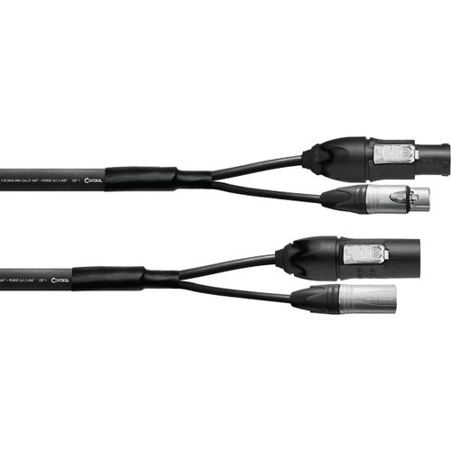 Cble DMX Hybride XLR 3 Points PowerCon 2,5 mm True1 10m - Cordial ELC CPH10-DMX1PWR125-T1