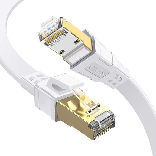 Cble Ethernet 2m - - Cat 8 Plat Cble de Rseau Haute Vitesse Gigabit 40Gbps RJ45 Compatible avec Cat.6 Cat.7 Cat.8 Cable Internet pour PC PS5/4 LAN Switch Modem Smart TV