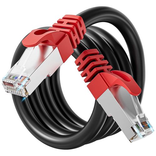 Cable Ethernet 3m Cat 7 Cable Rj45 3 Mtres Blind Cble Rseau Haut Dbit 10Gbps Cble LAN Intrieur SFTP Gigabit Noir Anti-interfrence Cble Internet - pour Routeur Modem