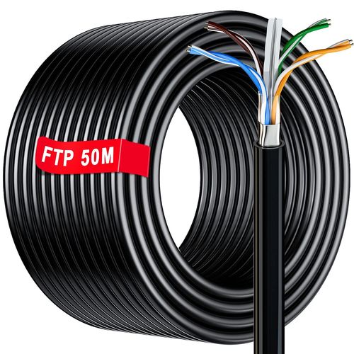 Cable Ethernet 50m Blind, Cble Rseau RJ45 50m Exterieur Intrieur | AWG23, FTP PIMF CCA, Anti-Interfrence, Ignifuge, Etanche, Haut Debi Gigabit CAT 6 Bobine (50 mtres).[G1009]