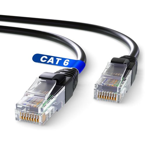 Cble Ethernet 5M, Reseau Lan Cat 6 Haut Debit Pour Une Connexion Internet Rapide Et Fiable | Cble Ethernet Connecteur Awg24, Rj45 Utp Cca (5 Mtres, Noir)[BLE7110209]