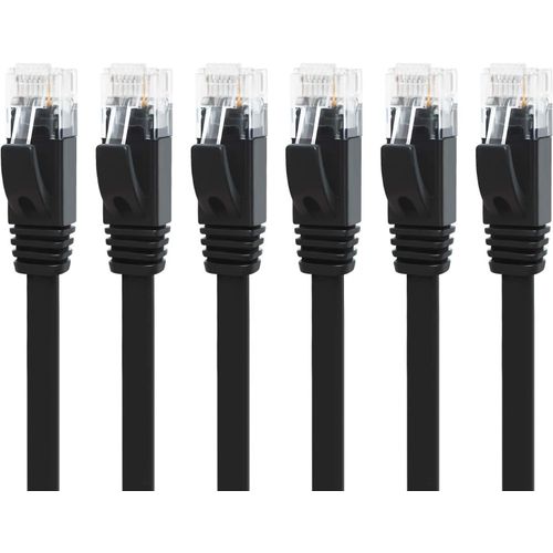 Cble Ethernet Cat 6 RJ45 3m 6 Pices, 10/100/1000Mbits Cble Rseau Plat 250Mhz Gigabit Internet Cable de Patch pour Modem Routeur PS5 PC TV Switch, Compatible avec Cat 5 Cat 6a Cat 7 (Noir)