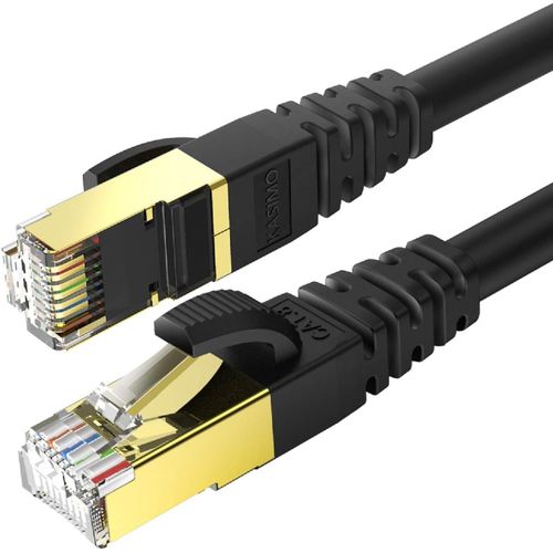 Cble Ethernet Cat 8, Cable Internet avec Connecteurs RJ45 Plaqus Or Rseau Haut Dbit de 40 Gigabit/S - 2000 MHz