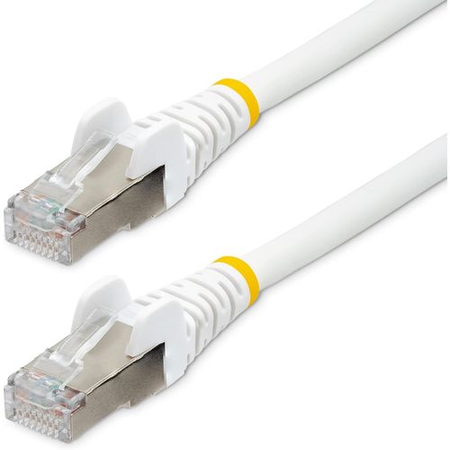 Cble Ethernet CAT6a 1m Low Smoke Zero Halogen (LSZH), 10 Gigabit 500MHz 100W PoE RJ45 S/FTP Cordon Rseau Snagless Blanc (NLWH-1M-CAT6A-PATCH)