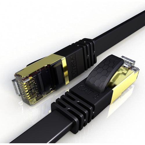Cable Ethernet Plat Cat 8 Rj45, Cable LAN avec Connecteurs Plaqus Or - cble ethernet de Haut Dbit de 40 Gigabit/S