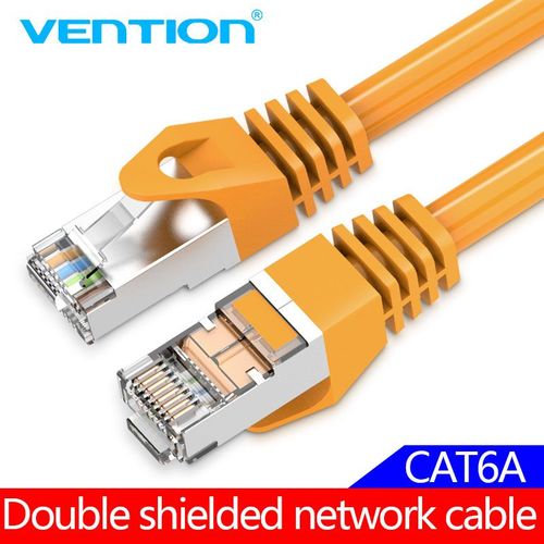 Cble Ethernet Vention Cat6A Cble LAN RJ45 Cat 6a Cordon de raccordement rseau Ethernet pour ordinateur routeur ordinateur portable 0,3 m/1 m/1,5 m/2 m/3 m/40 m, double blindage CAT6A - 0,3 m