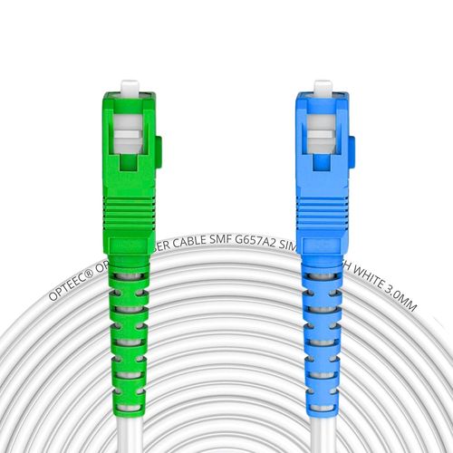 Cble Fibre Optique Blind-50M-FREE-Rallonge/Jarretire-SC-APC  SC-UPC Renforc-Simplex Monomode-Garantie 10 Ans-Blanc (50M)