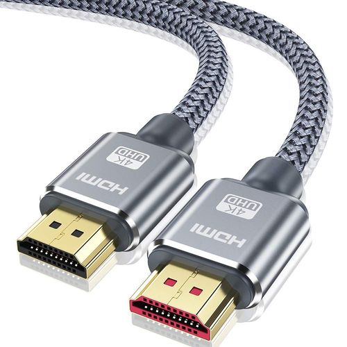 Cble HDMI 4K 15m Cble HDMI par Ethernet en Nylon Tress Supporte 3D/ Retour Audio-Cordon HDMI pour Lecteur Blu-Ray/ PS3/ PS4/ Netfix/Fire TV/Ecran-Gris.[W90]
