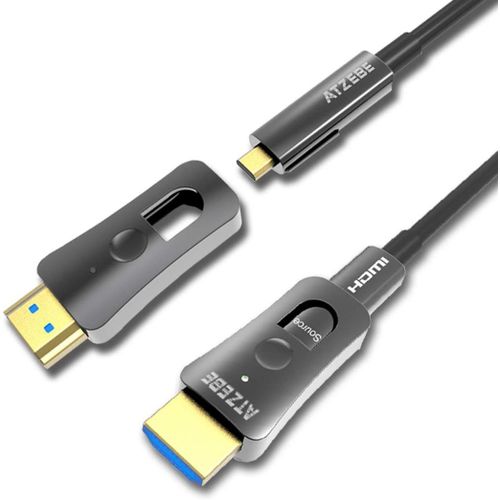 Cble Hdmi Fibre Optique-100M, 4K Cble Hdmi 2.0 Supporte 4K@60Hz 4:4:4, Hdr, 3D, Arc, Hec, Hdcp 2.2, Haute Vitesse 18 Gbps Avec Dual Micro Hdmi Et Standard Hdmi Connecteurs[GBP6272834]