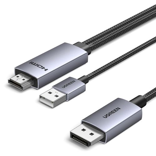 Cble Hdmi Vers Displayport 4K 60Hz Adaptateur Hdmi Vers Displayport Usb A Charge 21.6Gbps En Aluminium Compatible Avec Xbox Series X S Ps5 4 Steam Deck Switch Mac Lecteur Blu Ray[ADA07801]