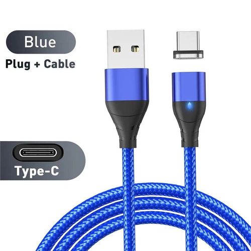 Cble Magntique 3a Usb Micro Et Type C Pour Recharge Rapide Et Transfert De Donnes,Cordon De Chargeur Aimant Pour Tlphone Iphone 14,Xiaomi Et Samsung - Type For Type C Blue-0.5 M