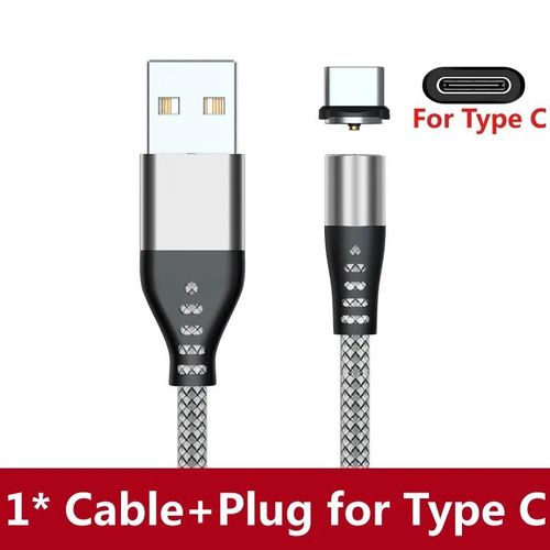 Cble Magntique Usb Micro Et Type C Pour Recharge Et Recharge,Cordon De Chargeur Pour Tlphone Iphone 12 Pro Max,Huawei,Xiaomi Et Android - Type Silver For Type C-2m