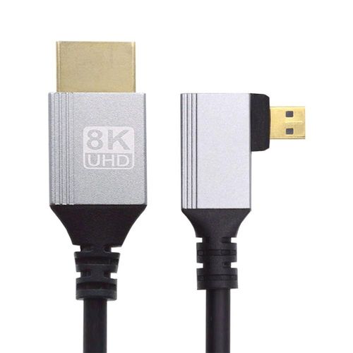 Cble Micro Hdmi 2.1  Angle oit Pour Hdtv 90 Degrs Ultra Fin 8K 4K Hyper Super Flexible Slim Cord Type-A Vers Type-D Pour Moniteur D'Appareil Photo, 0,5 M[Hero3770]