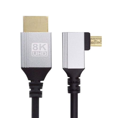 Cble Micro Hdmi 2.1 Coud Vers La Gauche Hdtv 90 Degrs Ultra Fin 8K 4K Hyper Super Flexible Slim Cordon Type A Vers Type-D Pour Moniteur D'Appareil Photo, 0,5 M[Hero3771]