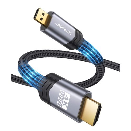 Cble micro HDMI 4K 3M, Micro HDMI vers HDMI avec Ethernet, UHD 4K, 3D, ARC, HDMI D vers HDMI A cble compatible avec Raspberry Pi 4, Gopro Hero 8/7/6/5, Alpha, Sony, Canon Gris