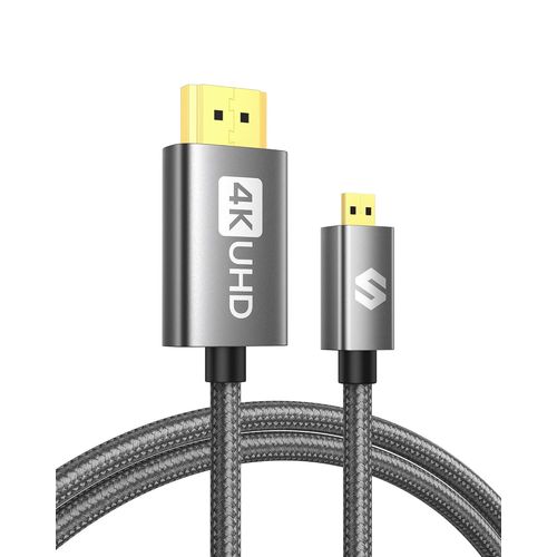 Cble Micro Hdmi Vers 2M, 4K@60Hz, Supporte Ethernet, 3D, Hdr Et Arc, Compatible Avec Gopro Hero 9/8/7/6/5, Raspberry Pi 4, Sony Camera A6300 A6400, Noir[GOP6253479]
