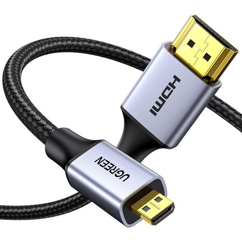 Cble Micro HDMI vers HDMI 4K 60Hz Cble Micro HDMI Mle vers HDMI Mle Micro HDMI 2.0 Nylon Tress 3D ARC HDR Compatible avec Asus Zenbook Huawei MediaPad Raspberry Pi 4 Hero 7 6 5 (2M).[W213]