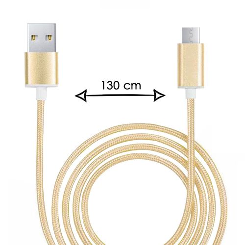 Cble Micro Usb Pour Logicom Le Hop Cble Usb Tress Nylon 1,3 Mtre Cble Charge/Synchro Rapide-Transfert De Donnes - Or Gold
