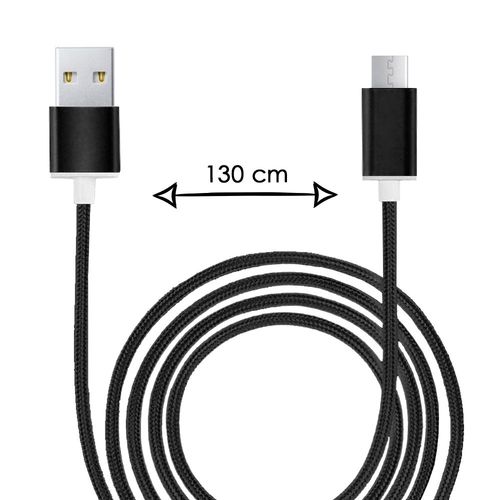 Cble Micro Usb Pour Logicom Le Must 2 Cble Usb Tress Nylon 1,3 Mtre Cble Charge/Synchro Rapide-Transfert De Donnes - Noir