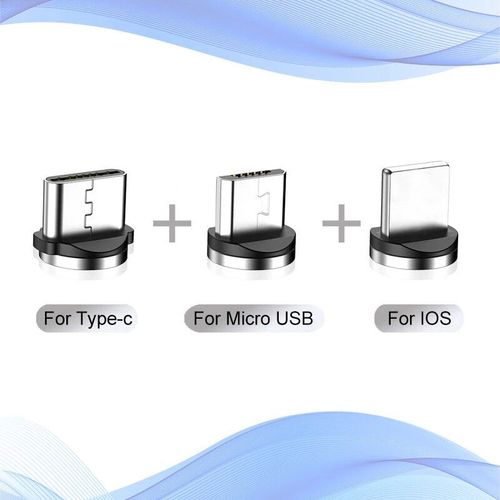 Cble Micro Usb/Type-C Magntique 360 Avec clairage Led Pour Recharge Rapide,Cordon De Chargeur tonnante T Pour Tlphone Huawei,Samsung,Xiaomi Et Iphone - Type-C-Micro-Ios