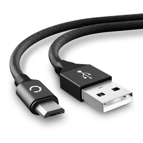 Cble Micro USB vers USB A 2.0 transfert de donnes 2A et charge - 2m noir Nylon data communication