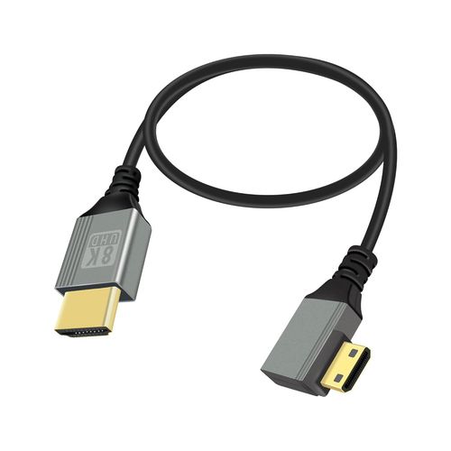 Cble Mini Hdmi Vers Hdmi 2.1 8K@60Hz 48Gbps Avec Courbure 90 Degrs Vers La Gauche, Compatible Avec Les Ordinateurs Portables, Les Camscopes, Etc.(Vers La Gauche, 0.5M)[GBP6271304]
