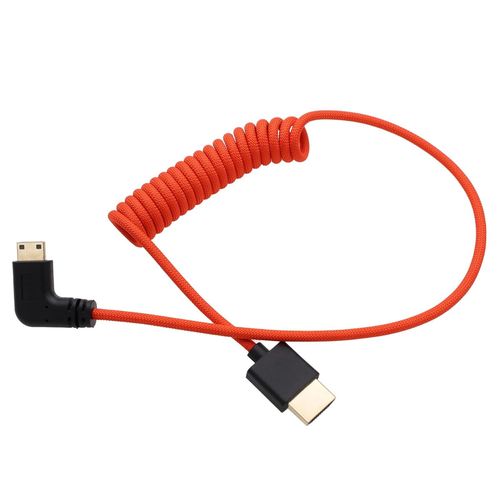Cble Mini Hdmi Vers Hdmi 8K 4K60P Pour Eos R Rp Xa70 6D Mark Ii 5D Mark Iv Camra Atomos V Smallhd Ultra Monitor, Angle Rigide Type A C Hdmi 2.1 Rouge 50 Cm[Camera2963]