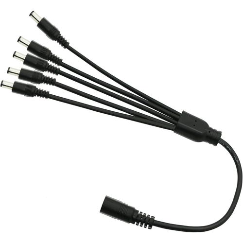 Cble rpartiteur CC 5,5 mm X 2,1 mm, 1 Adaptateur rpartiteur CC Femelle  5 mles Cble d'extension d'alimentation CC 12 V pour Camra de scurit CCTV 0,7m (1  5 Voies)
