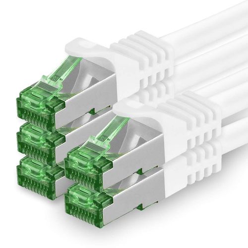 Cble rseau 3.0m Cat.7, lot de 5 cbles de raccordement Cat7, cble Lan Ethernet RJ45 10Gbit/s (toutes les vitesses Internet), blanc, 3 mtres