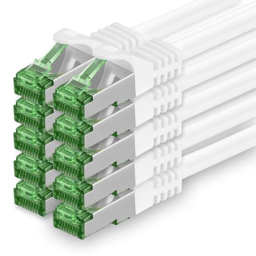 Cble rseau 3.0m Cat.7, paquet de 10 cbles de raccordement Cat7, cble Lan Ethernet RJ45 10Gbit/s (toutes les vitesses Internet), blanc, 3 mtres