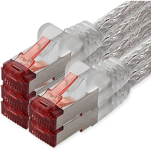 Cble rseau Cat.6 1m transparent - 5 x Cble Ethernet Cble rseau Lankabel Cat6 Lan Sftp Pimf Patchcord 1000 Mbit s compatible avec Cat5 Cat5e Cat6a Cat7 Cat8