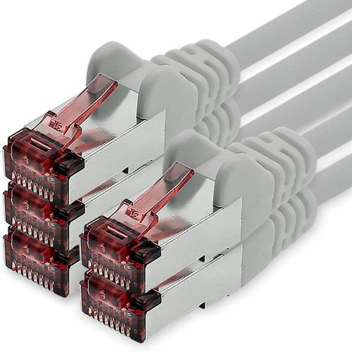 Cble rseau Cat.6 2m gris - 5 x Cble Ethernet Cble rseau Lankabel Cat6 Lan Sftp Pimf Patchcord 1000 Mbit s compatible avec Cat5 Cat5e Cat6a Cat7 Cat8