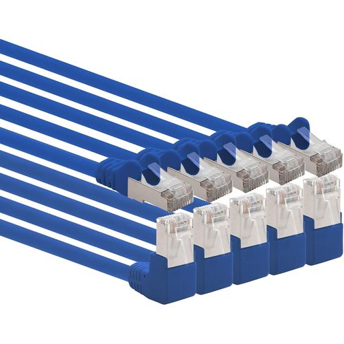 Cble rseau Cat.6 coud  90 Cat6 (SFTP PIMF) 1000 Mbit/s RJ45 compatible avec Cat5, Cat5e, Cat6, Cat6a, Cat7, Cat7a, Cat8 1 m Lot de 5 bleus