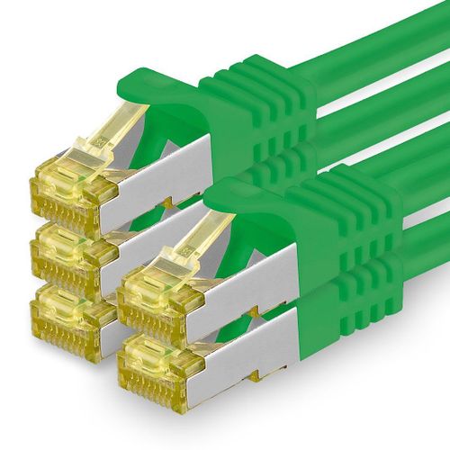 Cble rseau Cat.7 1 m vert paquet de 5 cbles Ethernet Cat7 cble rseau LAN cble brut 10 Gb s SFTP PIMF LSZH Set cble de raccordement avec prise Rj 45 Cat.6a