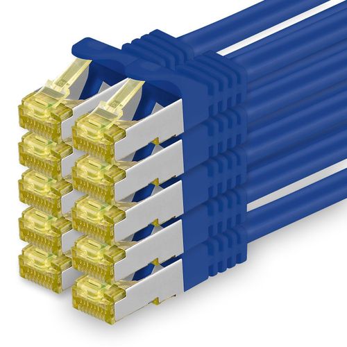 Cble rseau Cat.7 2 m Bleu 10 pices Cble Ethernet Cat7 Cble rseau LAN Cble brut 10 Go s SFTP PIMF LSZH Set Cble patch avec prise Rj 45 Cat.6a