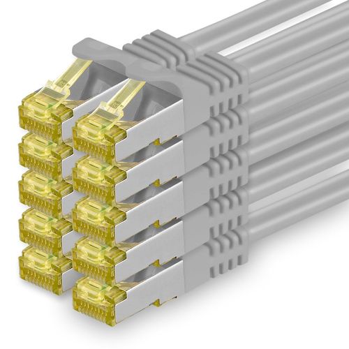 Cble rseau Cat.7 2 m Gris 10 pices Cble Ethernet Cat7 Cble rseau LAN Cble brut 10 Go s SFTP PIMF LSZH Set Cble patch avec prise Rj 45 Cat.6a