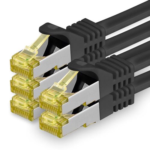 Cble rseau Cat.7 2 m noir paquet de 5 cbles Ethernet Cat7 cble rseau LAN cble brut 10 Gb s SFTP PIMF LSZH Set cble de raccordement avec prise Rj 45 Cat.6a