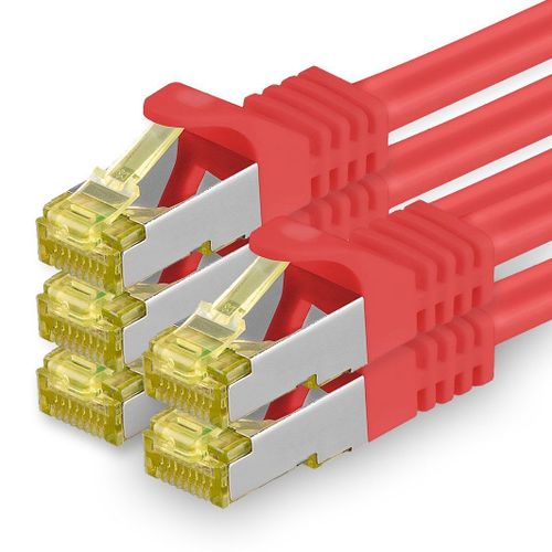 Cble rseau Cat.7 2 m rouge paquet de 5 cbles Ethernet Cat7 cble rseau LAN cble brut 10 Gb s SFTP PIMF LSZH Set cble de raccordement avec prise Rj 45 Cat.6a