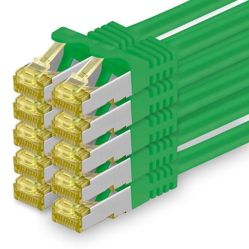 Cble rseau Cat.7 2 m vert paquet de 10 cbles Ethernet Cat7 cble rseau LAN cble brut 10 Gb s SFTP PIMF LSZH Set cble de raccordement avec prise Rj 45 Cat.6a